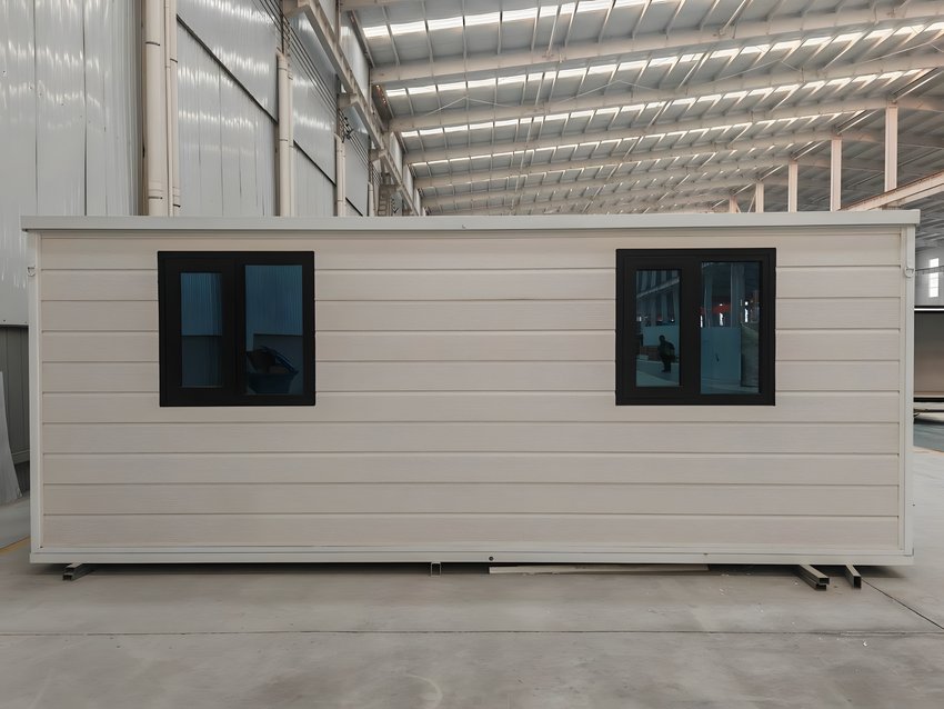 Casa modular AVITA plegada en fábrica, lista para transporte