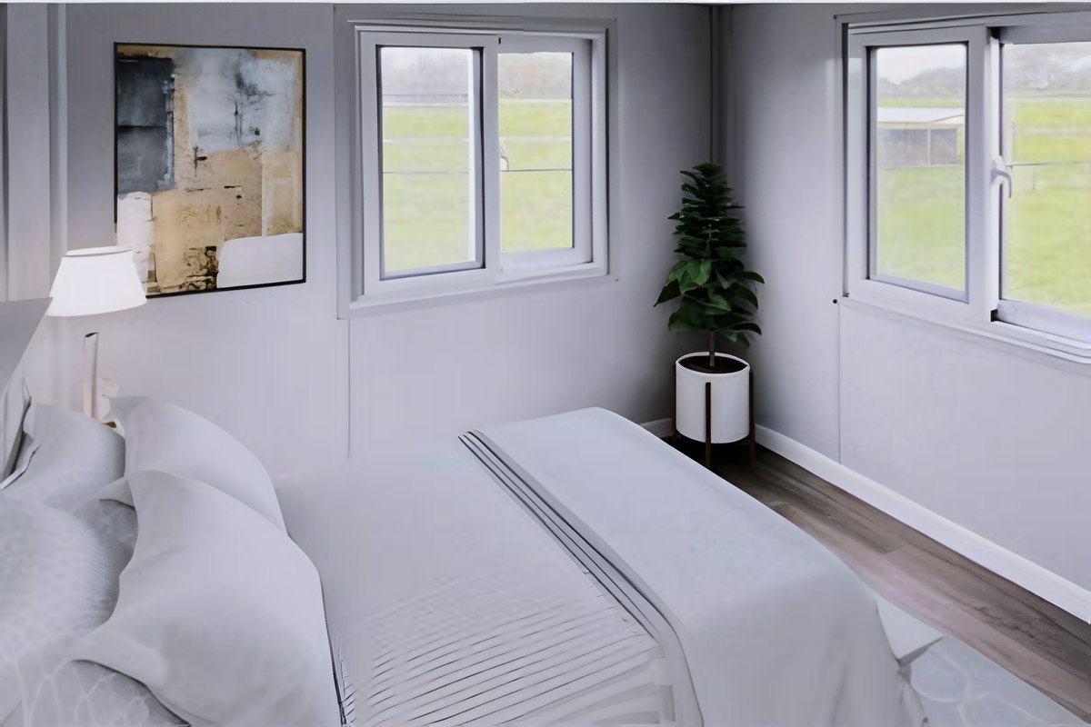 Recámara matrimonial de una casa modular AVITA