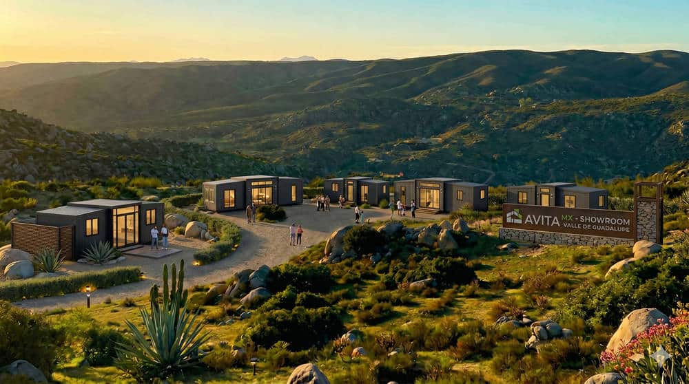 Showroom de AVITA MX en un paisaje montañoso y natural.